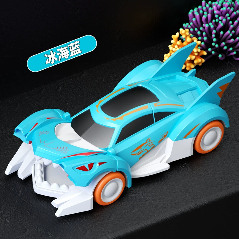 惯性鲨鱼变形车儿童特技玩具男孩回力赛车仿真动物模型跨境爆款
