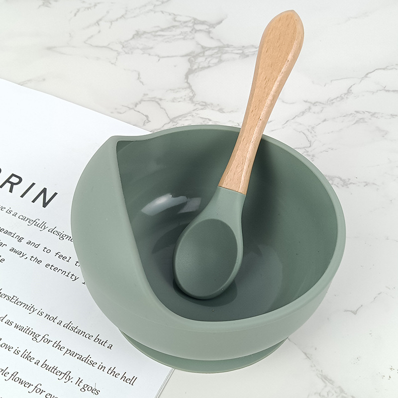 硅胶吸盘碗蜗牛碗儿童饭碗食品级婴儿辅食碗喂养宝宝训练碗勺套装