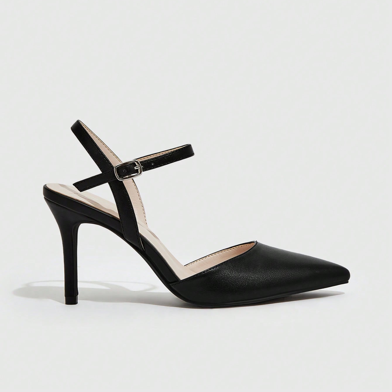 Women's Black Pointed Toe Stiletto Heels with Ankle Strap - Elegant Office Party Formal Dress Pumps