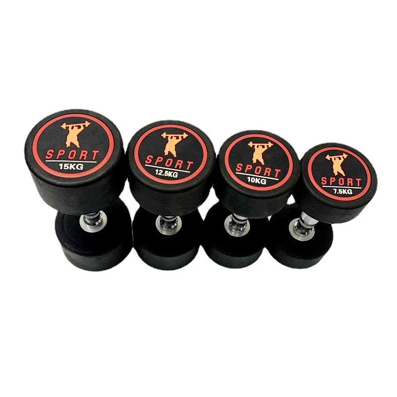 Cross-Border round head rubber-coated dumbbell source factory wholesale men's and women's household linen solid cast iron commercial fitness equipment