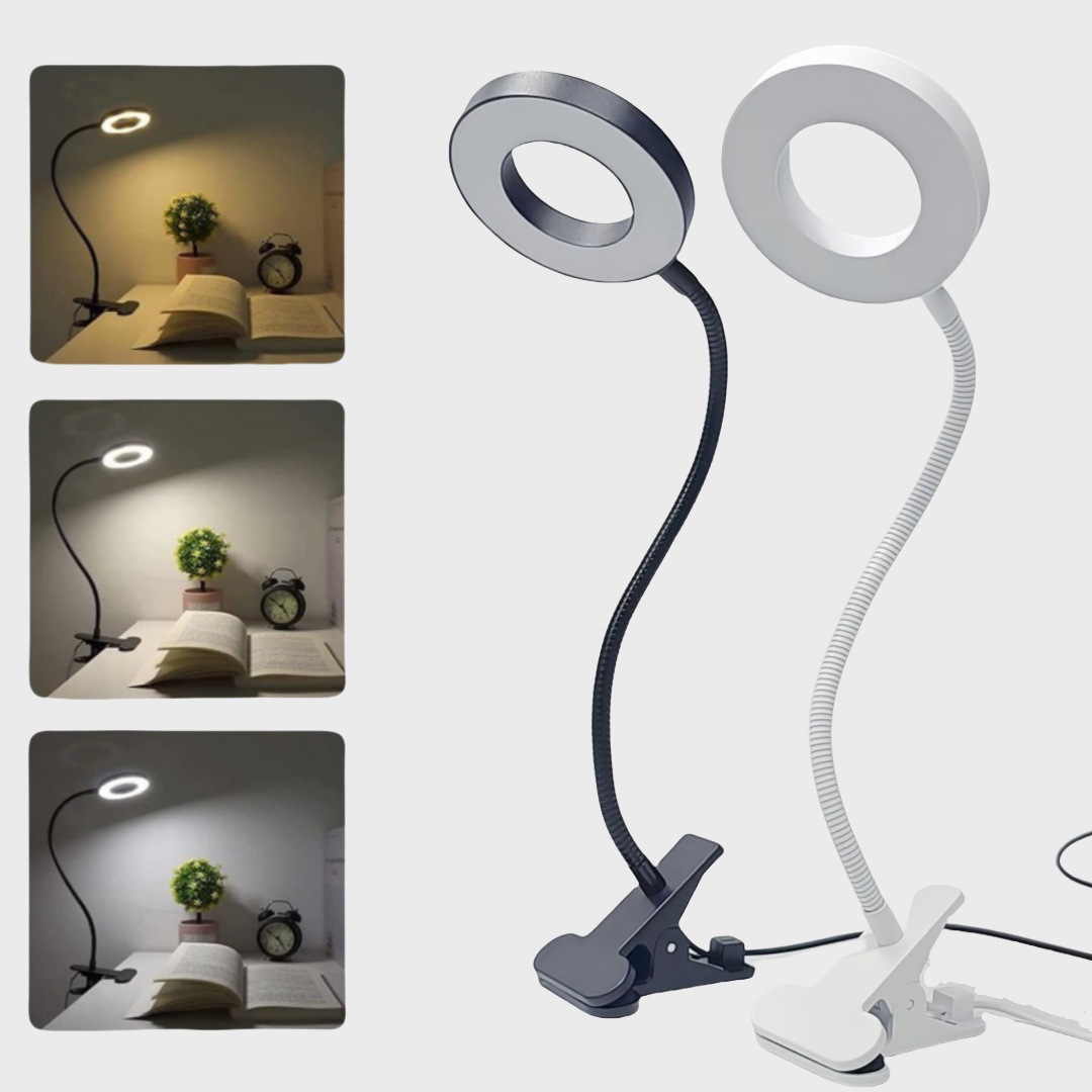 Clip-type eye protection desk lamp, 3 modes and 10-level dimming, 360-degree adjustable USB lamp, 48 LED dimming reading lamp beds, suitable for reading, traveling, bedroom and office.