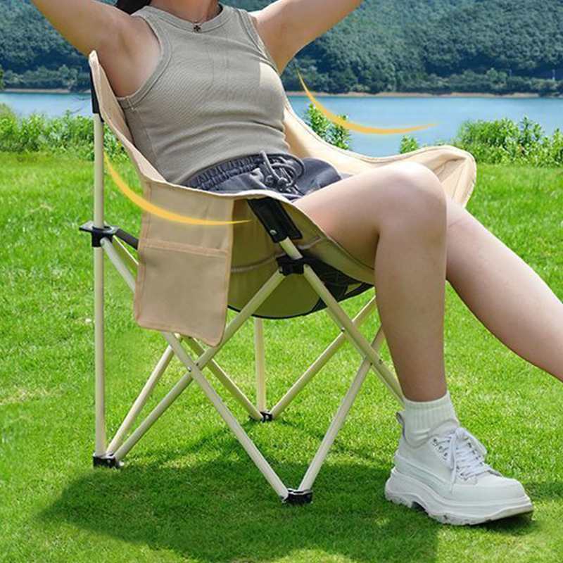 Outdoor Folding Chair Camping Picnic Moon Chair Portable Leisure Folding Bed Travel Folding Chair Lunch Break Folding Bed