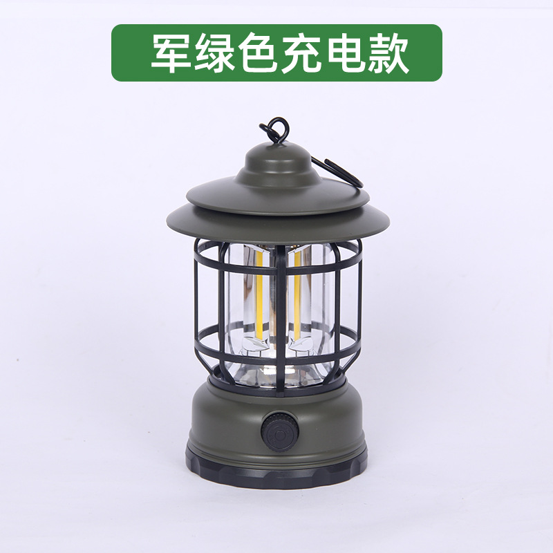 欧式复古马灯露营灯，户外野营帐篷灯，自由调节灯光亮度，Type-C 充电氛围灯，手提挂式应急煤油灯，露营灯、野营灯