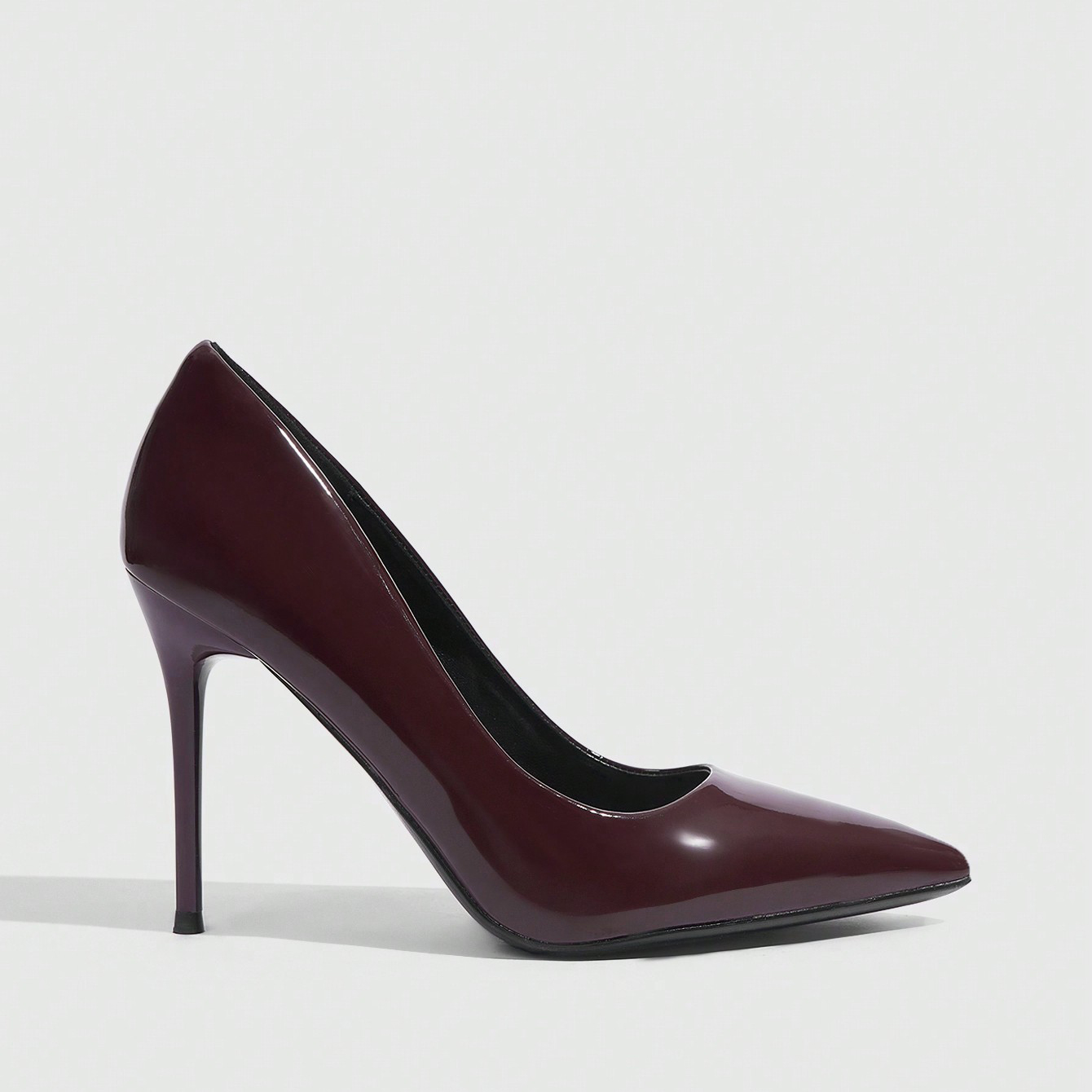 Women's Dark Brown Patent Leather Pointed Toe Stiletto Heel Pumps - Elegant Office Party Dress Heels