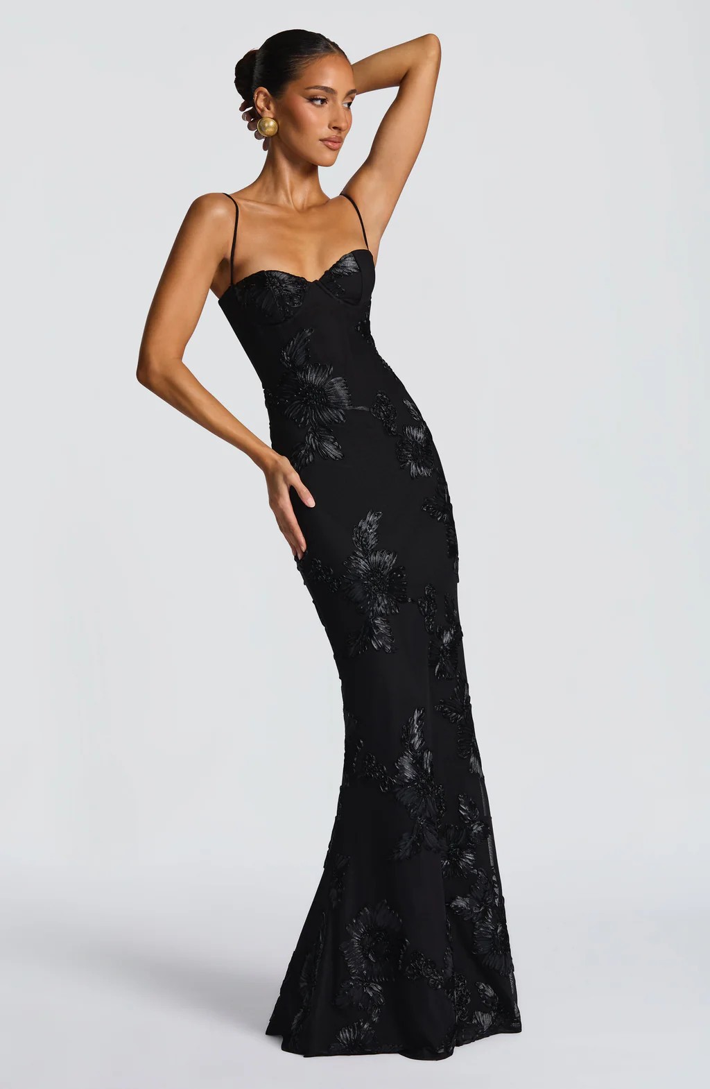 Floral evening dress women's high-end banquet dress elegant suspender dress slim French backless solid color dress