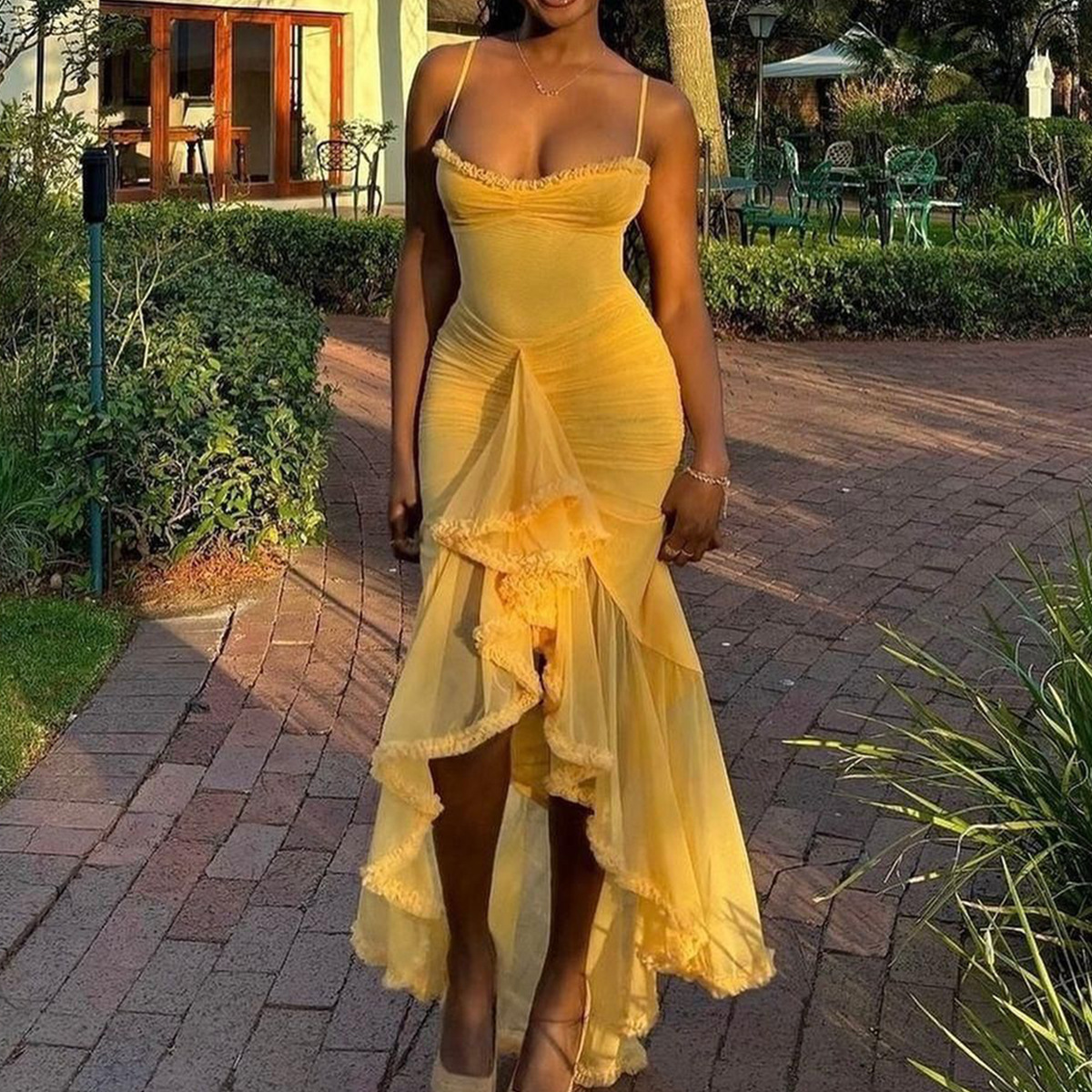 2026夏欧美风外贸跨境高级感dress女装吊带裙子长裙无袖连衣裙女