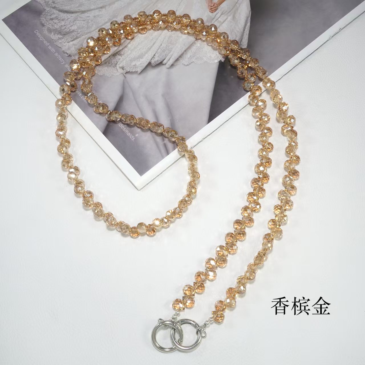 高级超闪水晶斜挎手机链，串珠防丢挂绳，可背式包包挂链，时尚百搭潮女款，百搭手机壳挂绳自用、送人都可以