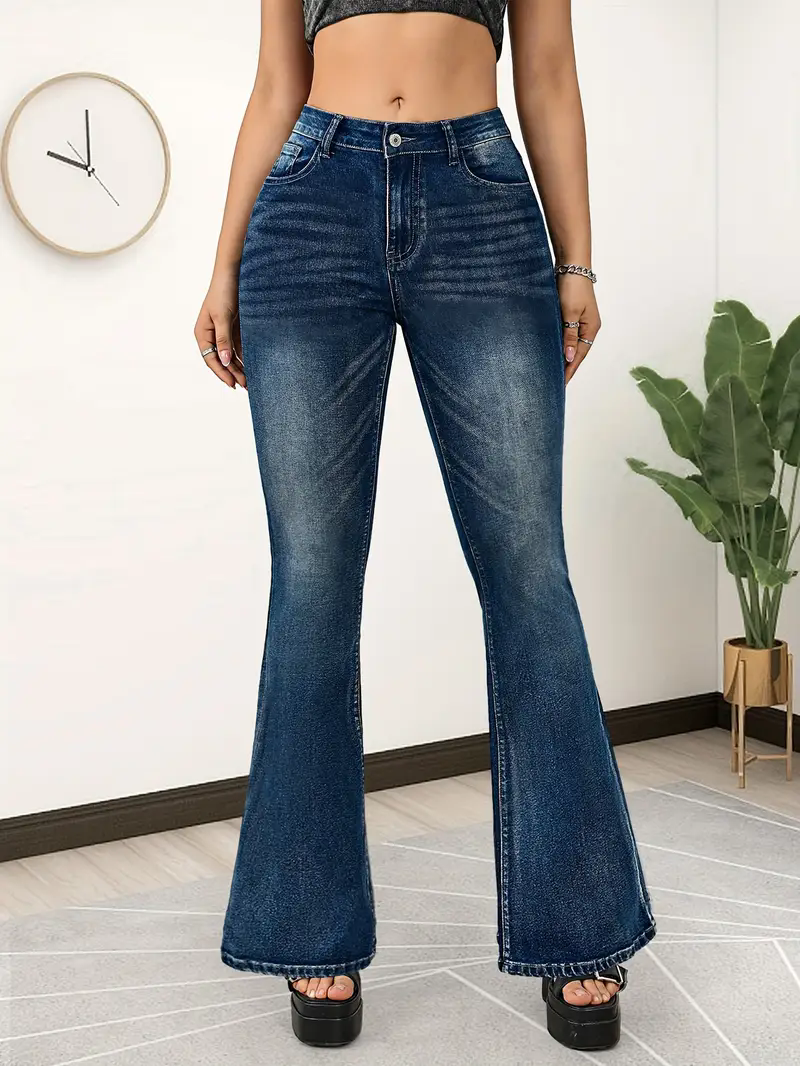 European and American trendy fit elastic flared trousers for women