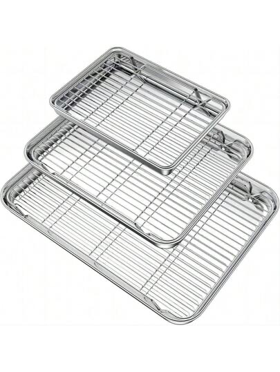 Japanese-style flat-bottomed 430 stainless steel square plate draining tray oven special barbecue plate net rack draining dish plate