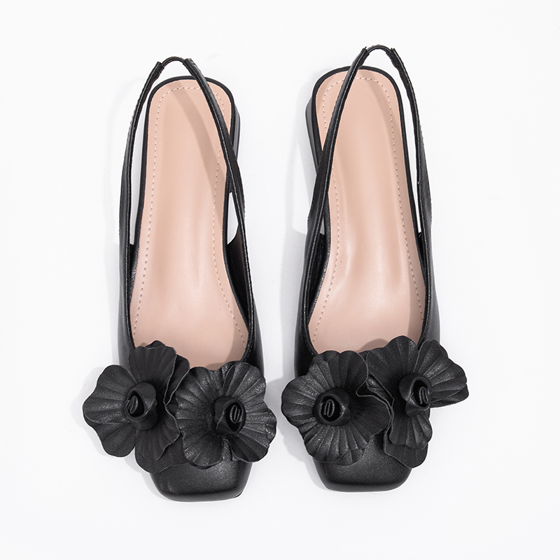 Camellias rear tripped low heel shoes