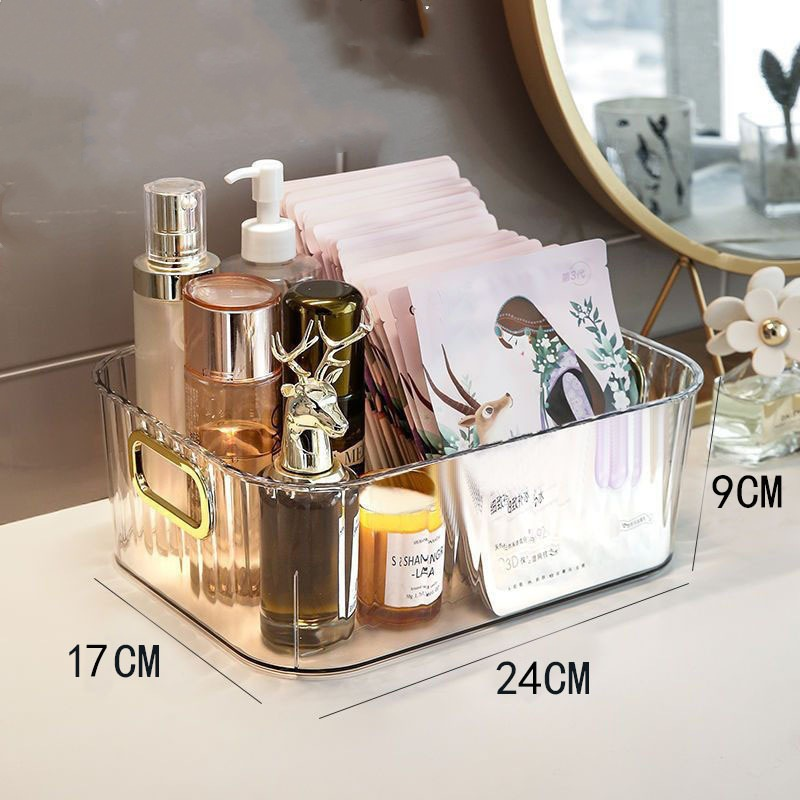Light luxury PET desktop cosmetics storage box acrylic bedroom clothes sundries coffee table snacks storage basket wholesale