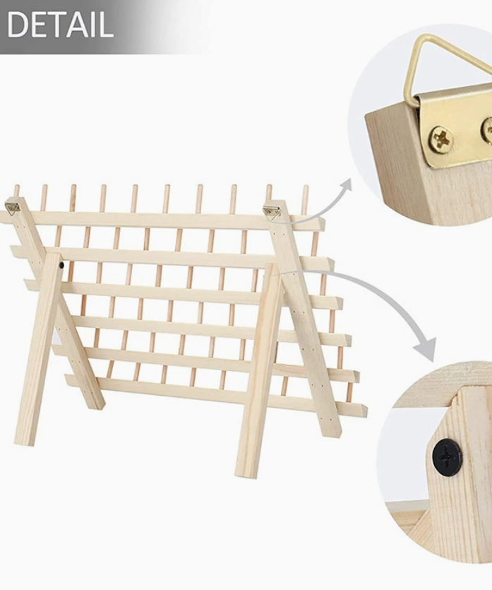 Solid wood storage rack wig rack pine foldable axle rack wooden sewing thread leather thread storage rack axle rack