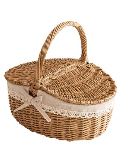 Wickerwork picnic basket wickerwork handbasket manufacturer picnic weaving basket wholesale small basket wedding round small basket