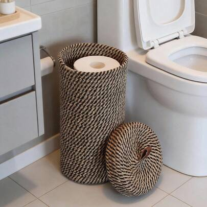 Cross-border bohemian style decorative toilet paper storage basket hand-woven basket storage large roll toilet paper