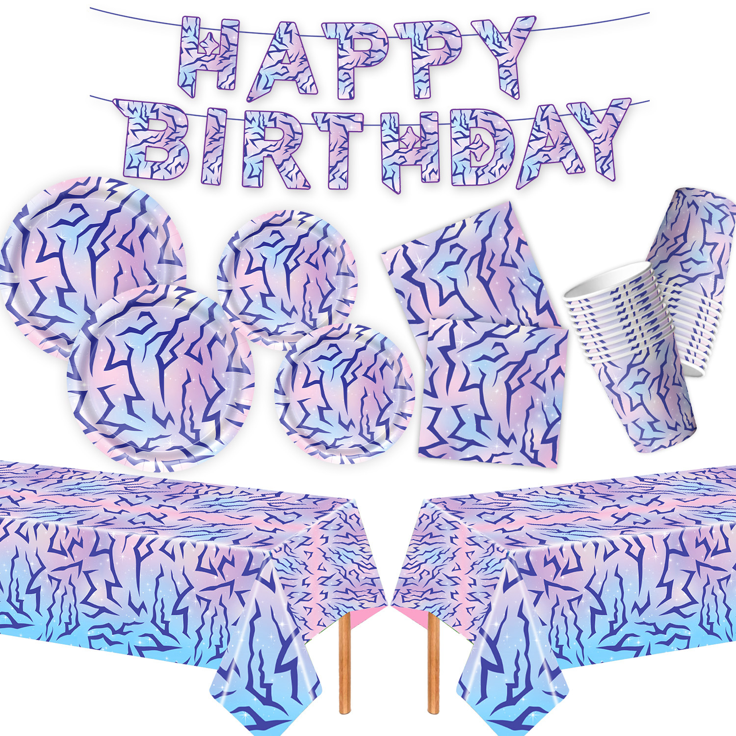 Purple Magic color edge hunting witch Group theme birthday party layout disposable paper tray paper cup paper towel tablecloth