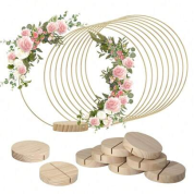 Wreath iron ring with wooden base DIY wreath desktop wedding decoration ornaments in stock