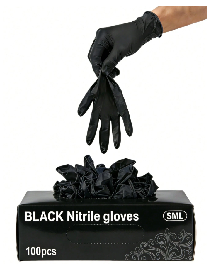 跨境一次性丁腈手套黑色英文复合丁腈Nitrile gloves希音temu代发