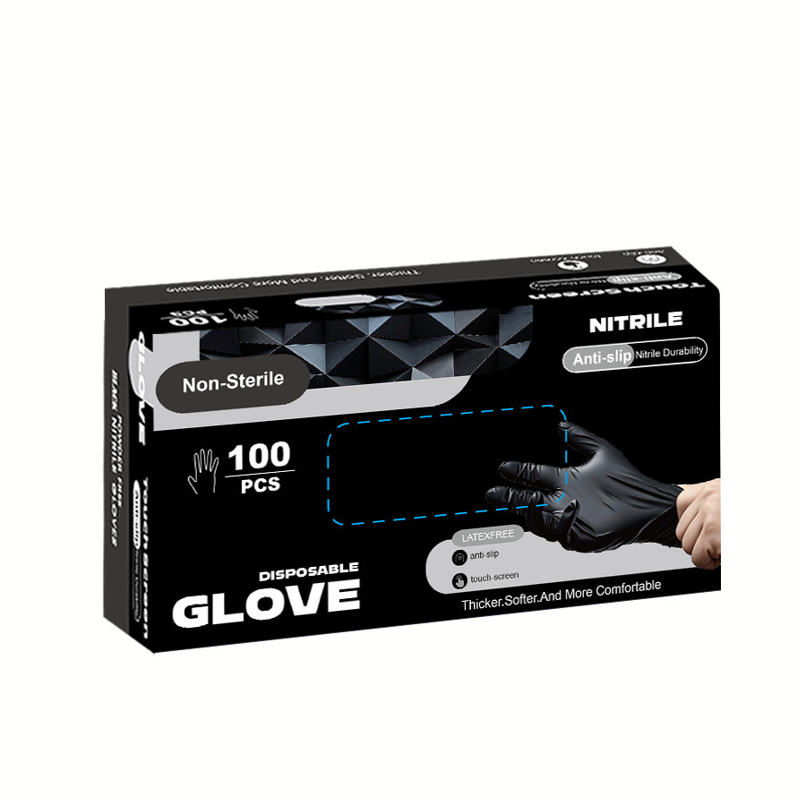 跨境一次性丁腈手套黑色英文复合丁腈Nitrile gloves希音temu代发