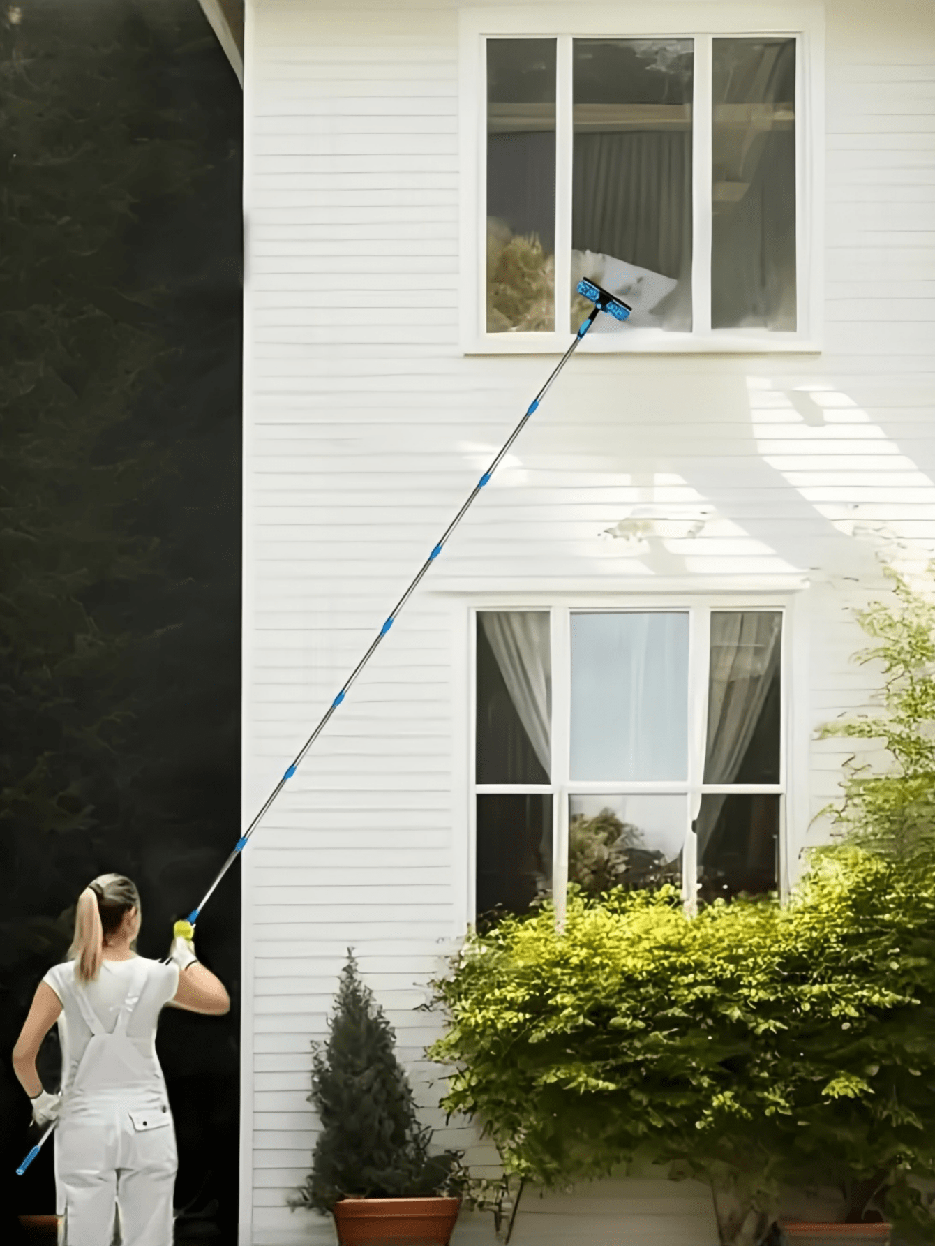 Amazon Bestseller 2-in-1 Window Cleaning Squeegee, Cross-Border Household Cleaning Tool, Double-Sided High-Rise Glass Scrubber