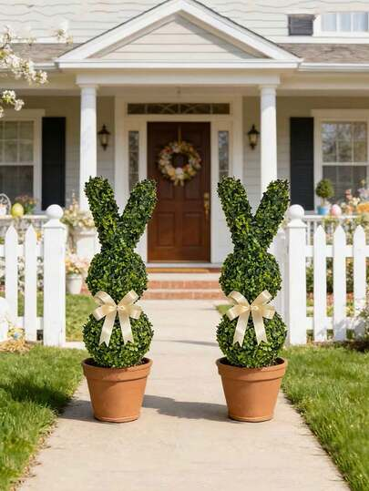 Easter Bunny potted shopping mall courtyard indoor and outdoor porch rabbit-shaped decorative tree three-dimensional artificial green plant