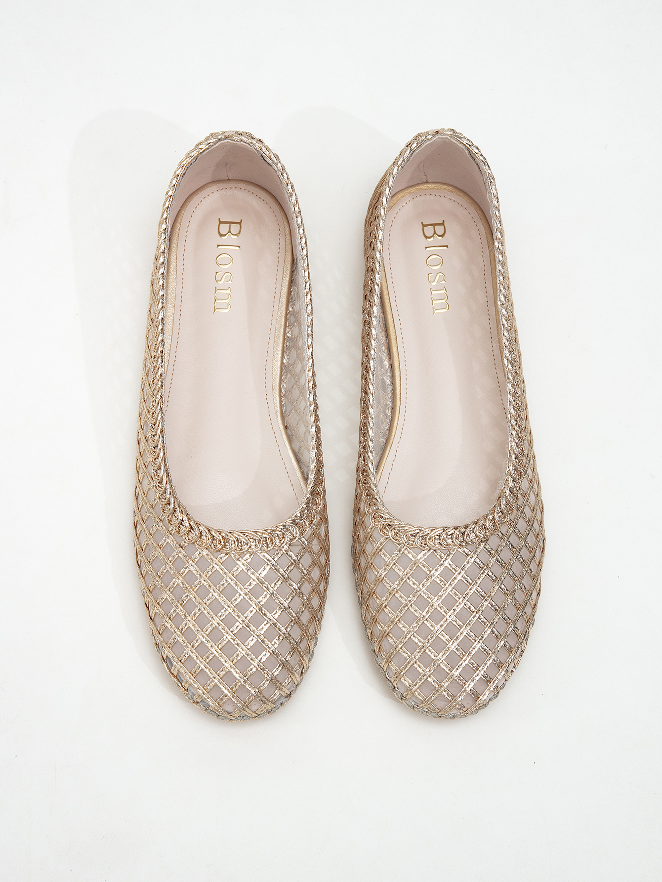 Plaid mesh ballet flats, breathable mesh low-cut shoes, versatile summer fairy-style flats