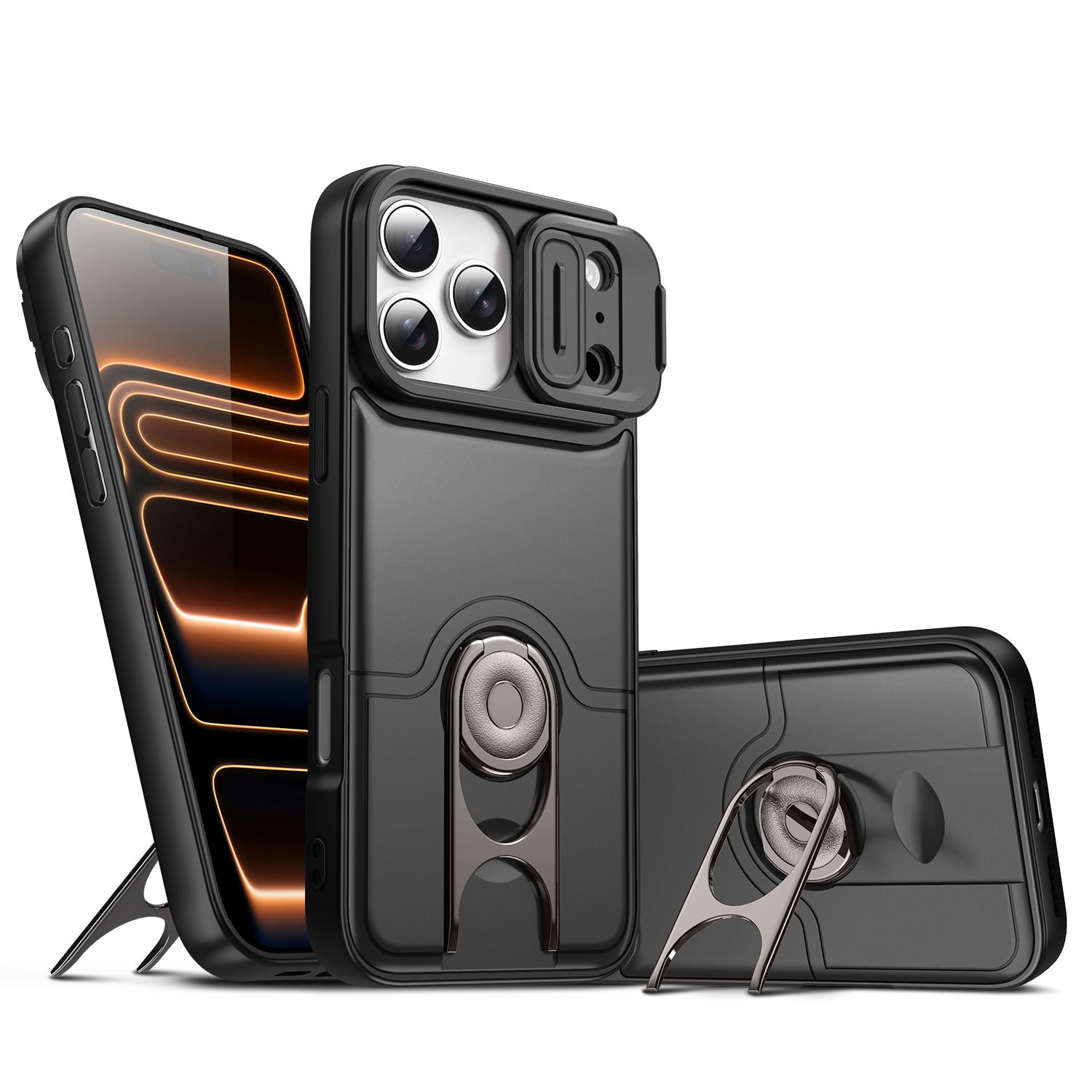 Applicable to Apple iPhone 17 pro max mobile phone shell camera push window protection integrated ring bracket