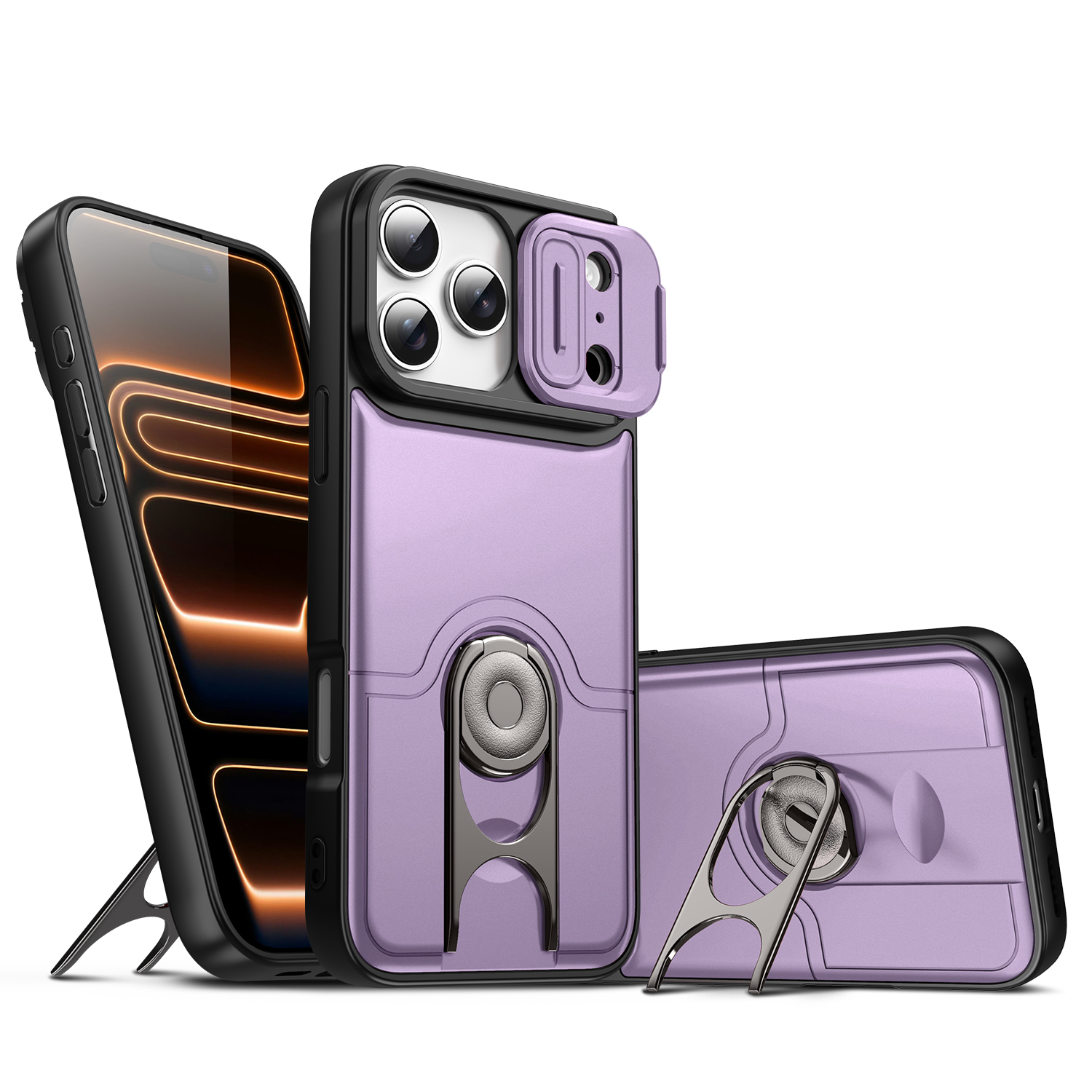 Applicable to Apple iPhone 17 pro max mobile phone shell camera push window protection integrated ring bracket
