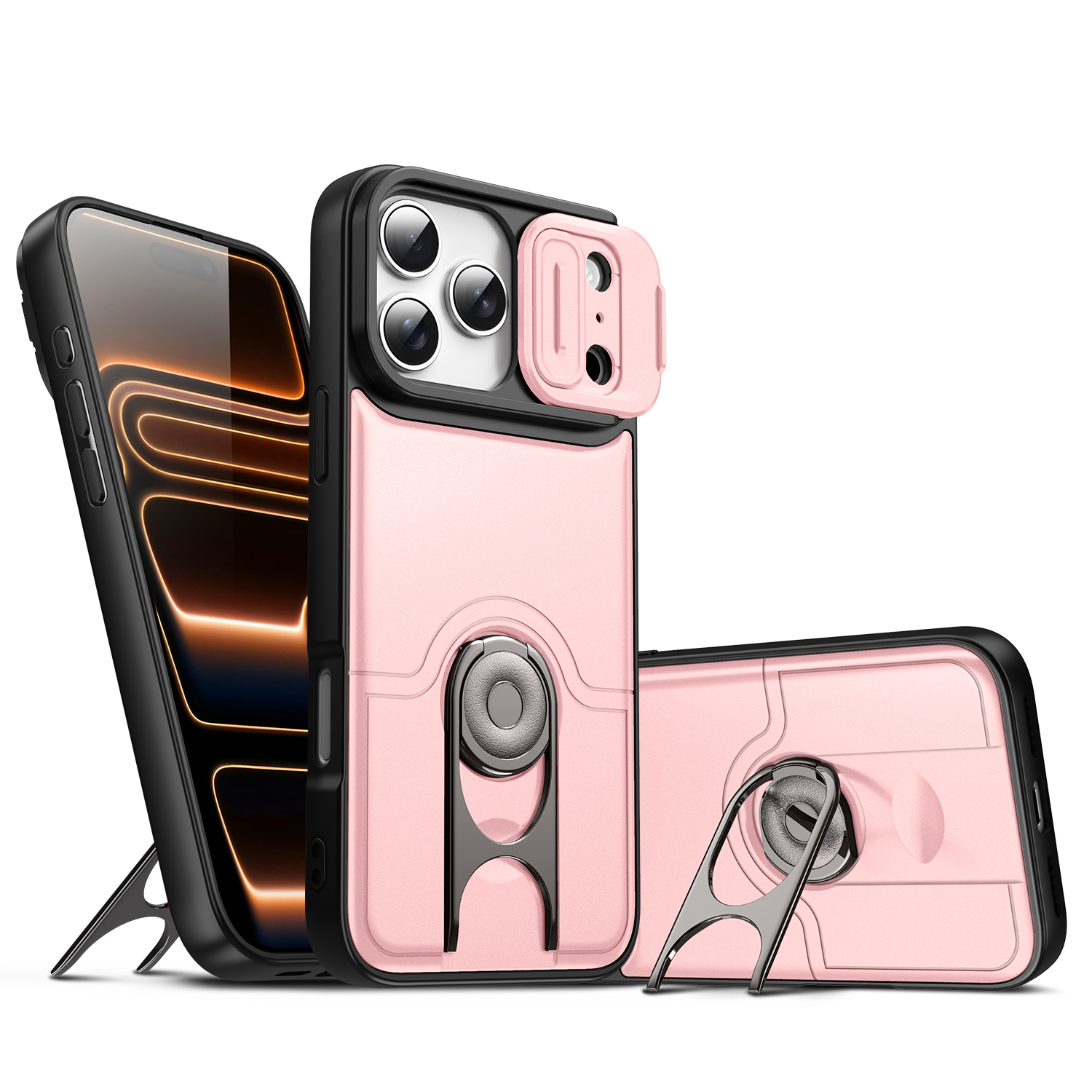 Applicable to Apple iPhone 17 pro max mobile phone shell camera push window protection integrated ring bracket