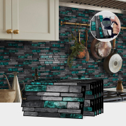 Light luxury black green contrast color marble pattern tile stickers waterproof wall self-adhesive renovation stickers