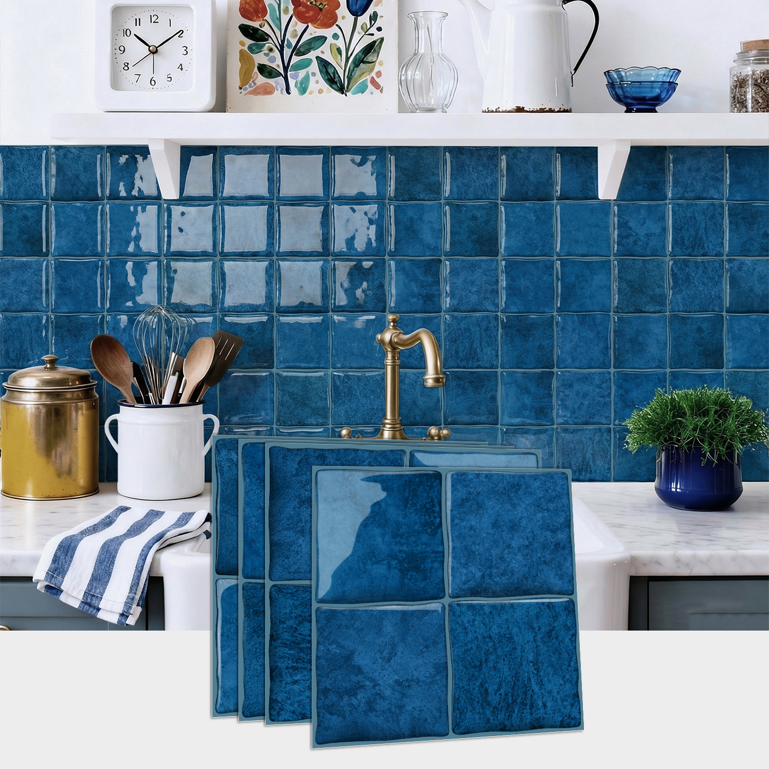American retro square brick self-adhesive wall stickers waterproof and stain resistant background decorative stickers