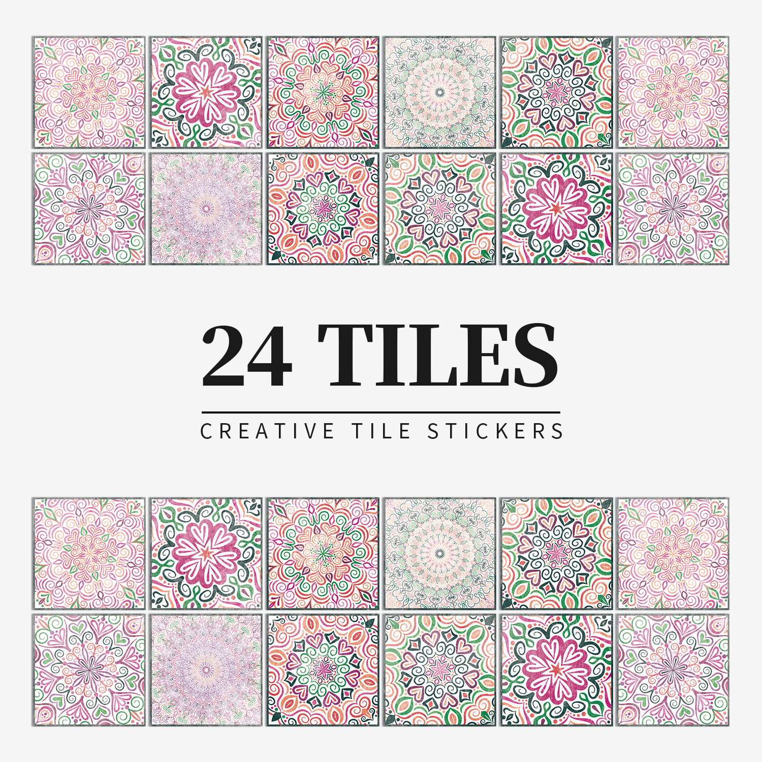 Soft pink Mandala retro tile self-adhesive wall sticker PVC matte matte fabric waterproof oil-proof antifouling removable non-residual glue kitchen and bathroom cabinet door fireplace refurbishment cross-border hot sale