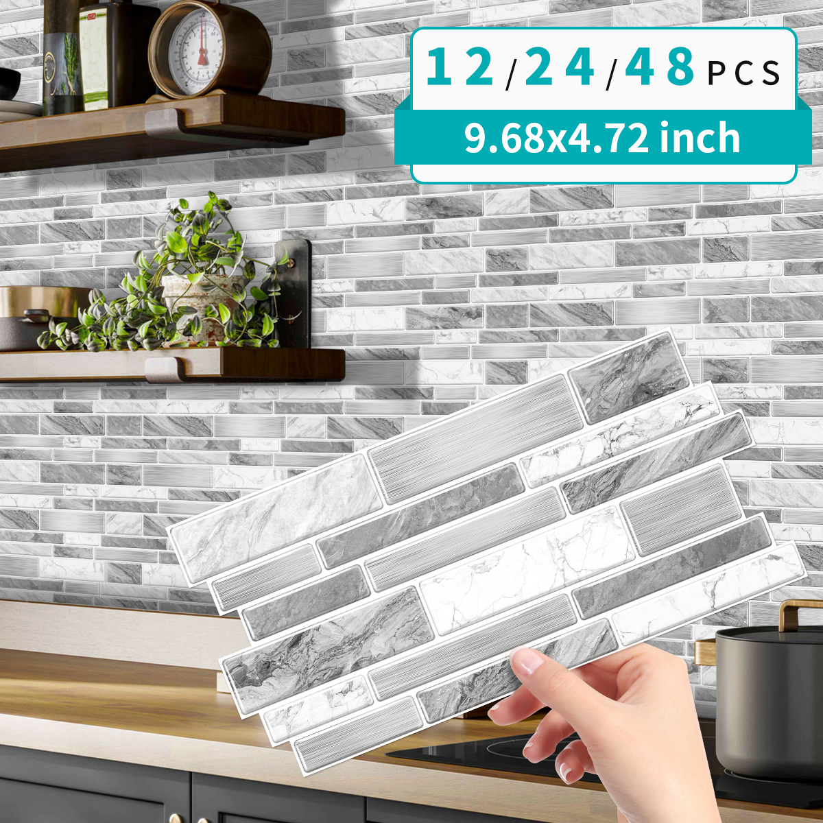 Bright Crystal Film imitation marble self-pasting special-shaped long strip splicing design waterproof and stain-resistant daily clean cross-border home decoration soft decoration preferred