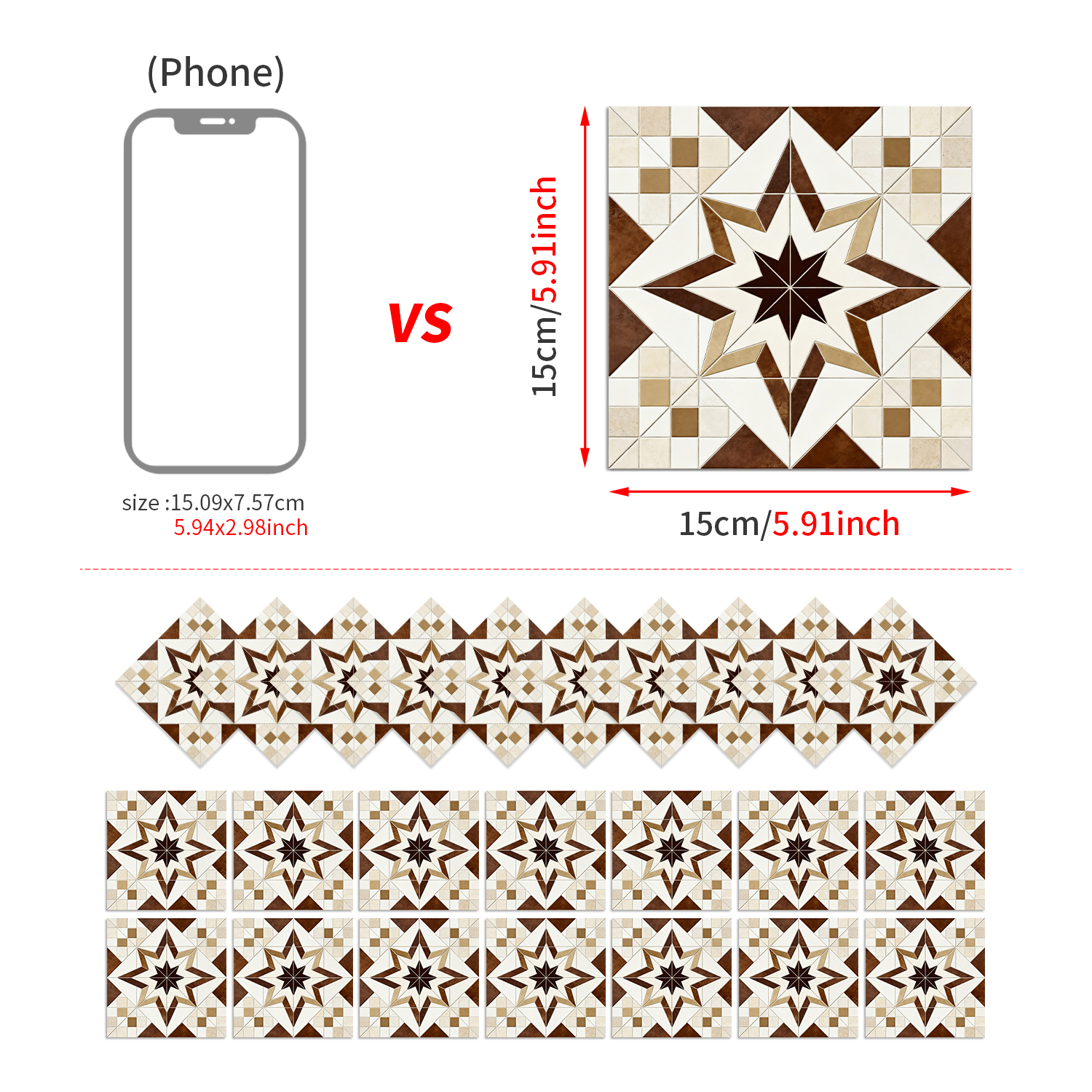 Classic fancy self-adhesive wall stickers various patterns matte texture tile moisture-proof heat insulation stable fit disassembly and assembly seamless no damage to the base surface foreign trade e-commerce hot sale item