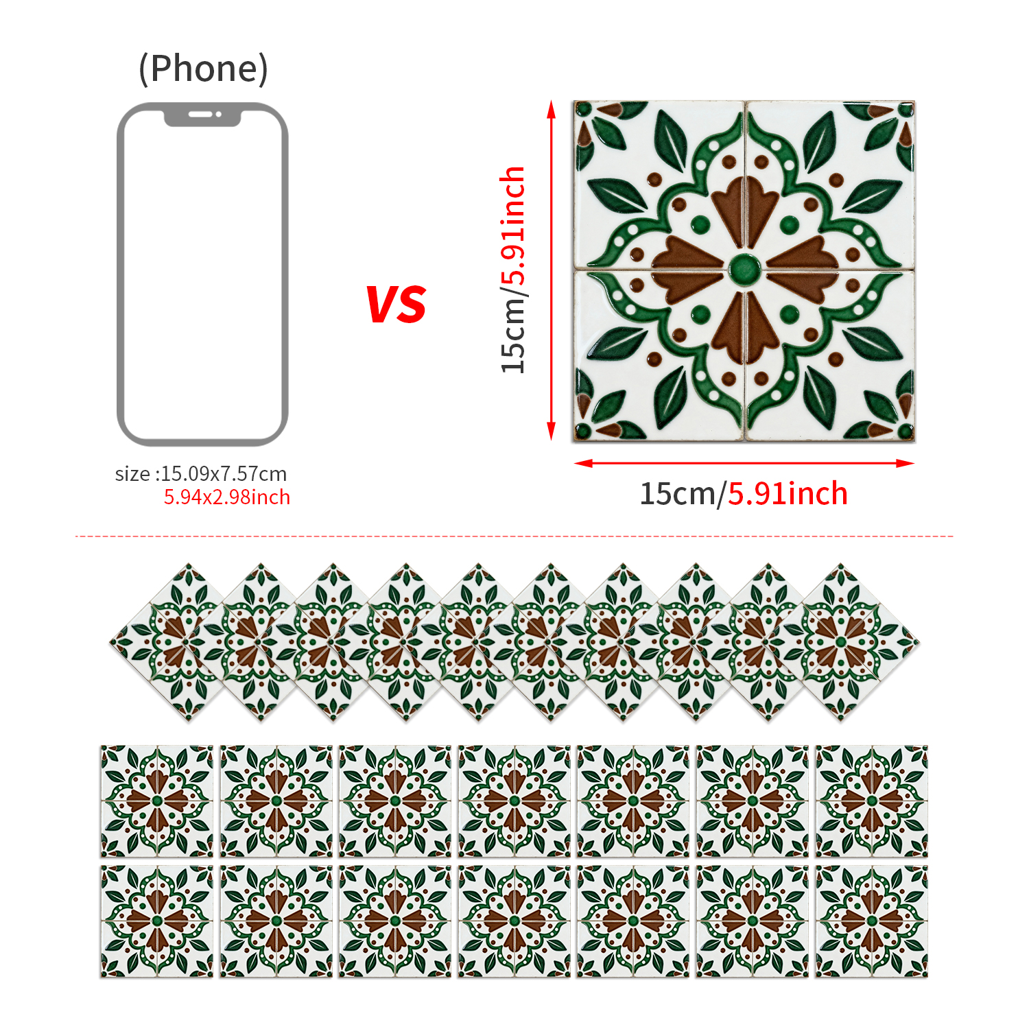 Classic fancy self-adhesive wall stickers various patterns matte texture tile moisture-proof heat insulation stable fit disassembly and assembly seamless no damage to the base surface foreign trade e-commerce hot sale item