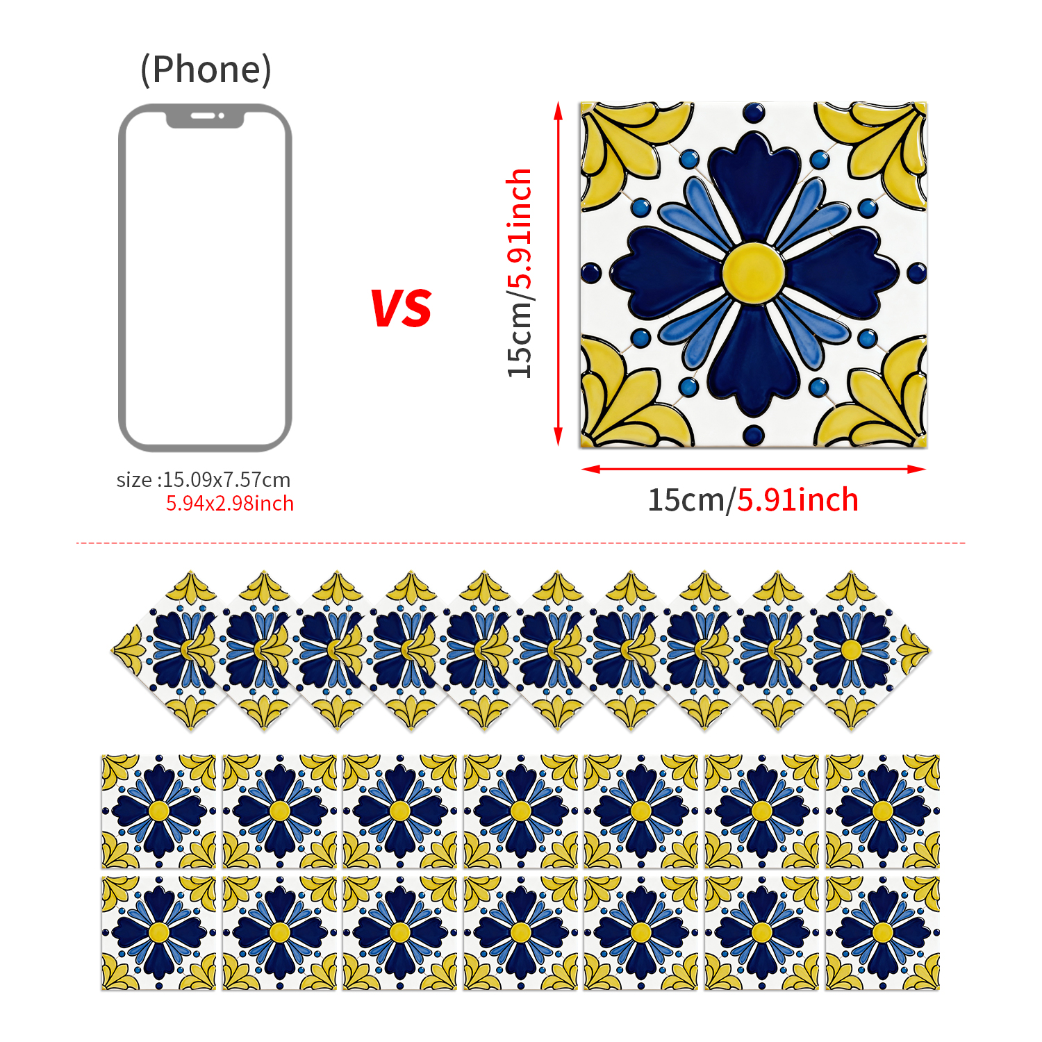 Classic fancy self-adhesive wall stickers various patterns matte texture tile moisture-proof heat insulation stable fit disassembly and assembly seamless no damage to the base surface foreign trade e-commerce hot sale item