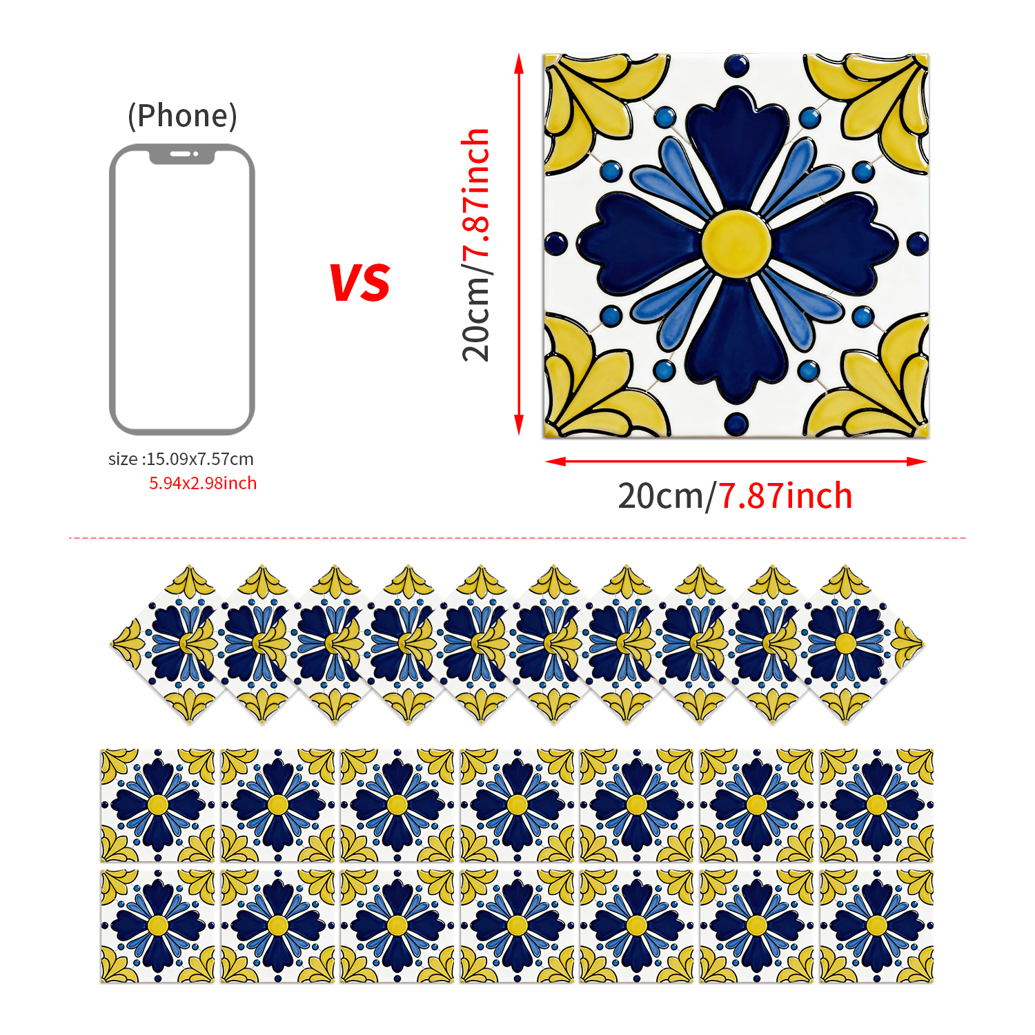 Classic fancy self-adhesive wall stickers various patterns matte texture tile moisture-proof heat insulation stable fit disassembly and assembly seamless no damage to the base surface foreign trade e-commerce hot sale item