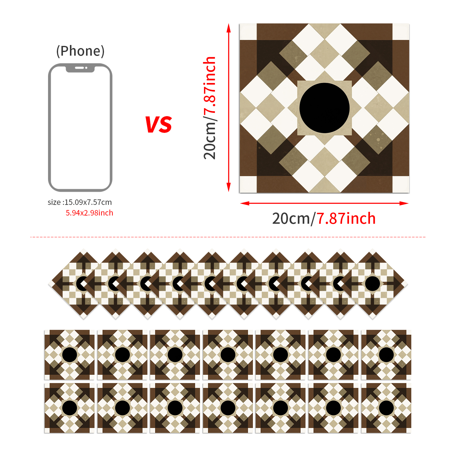 Classic fancy self-adhesive wall stickers various patterns matte texture tile moisture-proof heat insulation stable fit disassembly and assembly seamless no damage to the base surface foreign trade e-commerce hot sale item