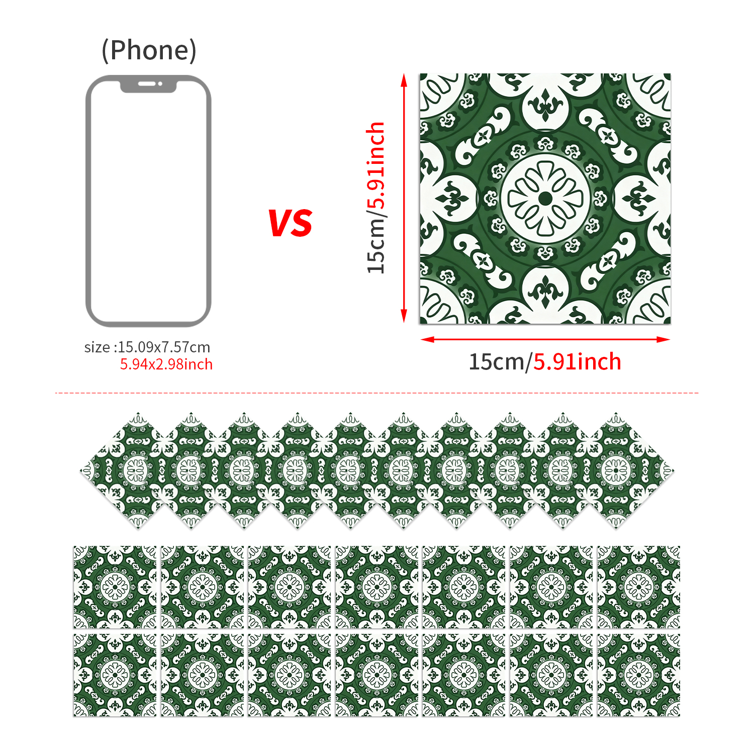 Classic fancy self-adhesive wall stickers various patterns matte texture tile moisture-proof heat insulation stable fit disassembly and assembly seamless no damage to the base surface foreign trade e-commerce hot sale item