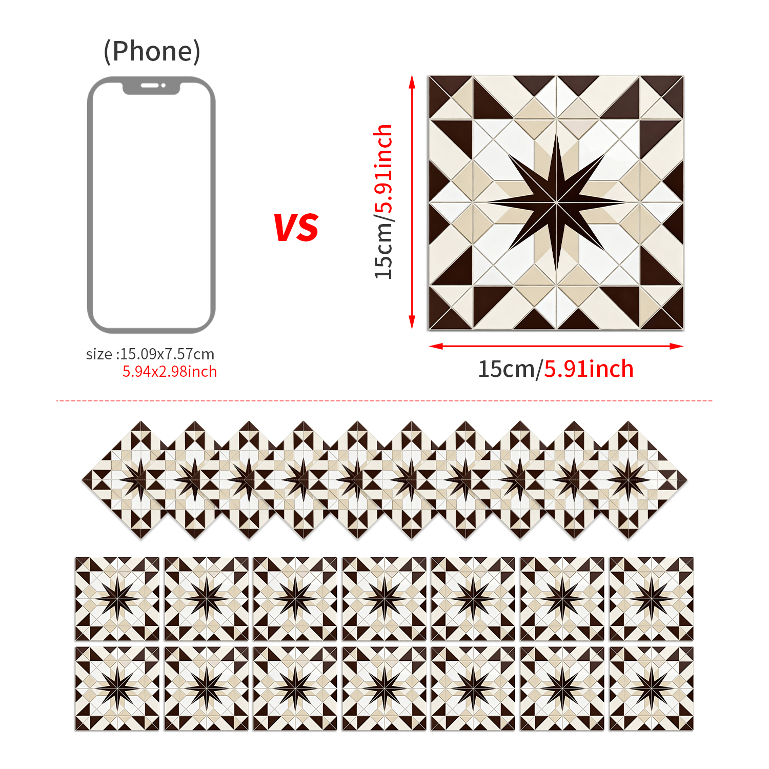 Classic fancy self-adhesive wall stickers various patterns matte texture tile moisture-proof heat insulation stable fit disassembly and assembly seamless no damage to the base surface foreign trade e-commerce hot sale item
