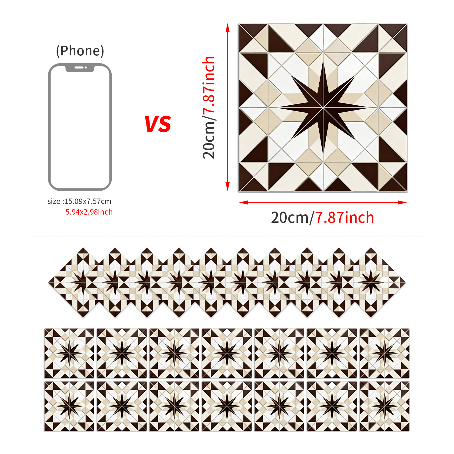 Classic fancy self-adhesive wall stickers various patterns matte texture tile moisture-proof heat insulation stable fit disassembly and assembly seamless no damage to the base surface foreign trade e-commerce hot sale item