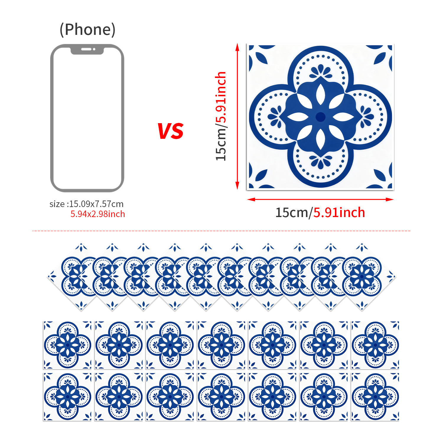 Classic fancy self-adhesive wall stickers various patterns matte texture tile moisture-proof heat insulation stable fit disassembly and assembly seamless no damage to the base surface foreign trade e-commerce hot sale item