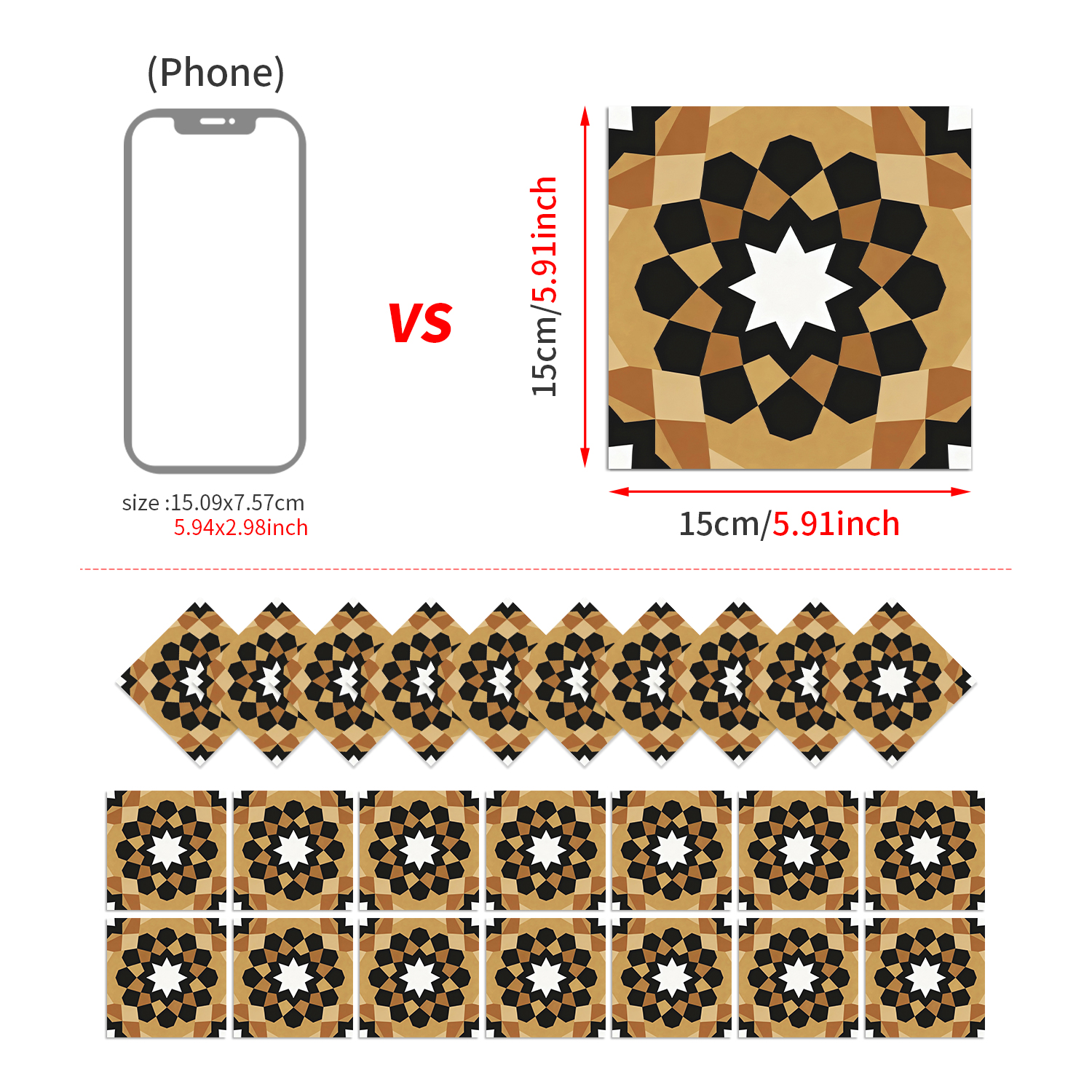 Classic fancy self-adhesive wall stickers various patterns matte texture tile moisture-proof heat insulation stable fit disassembly and assembly seamless no damage to the base surface foreign trade e-commerce hot sale item