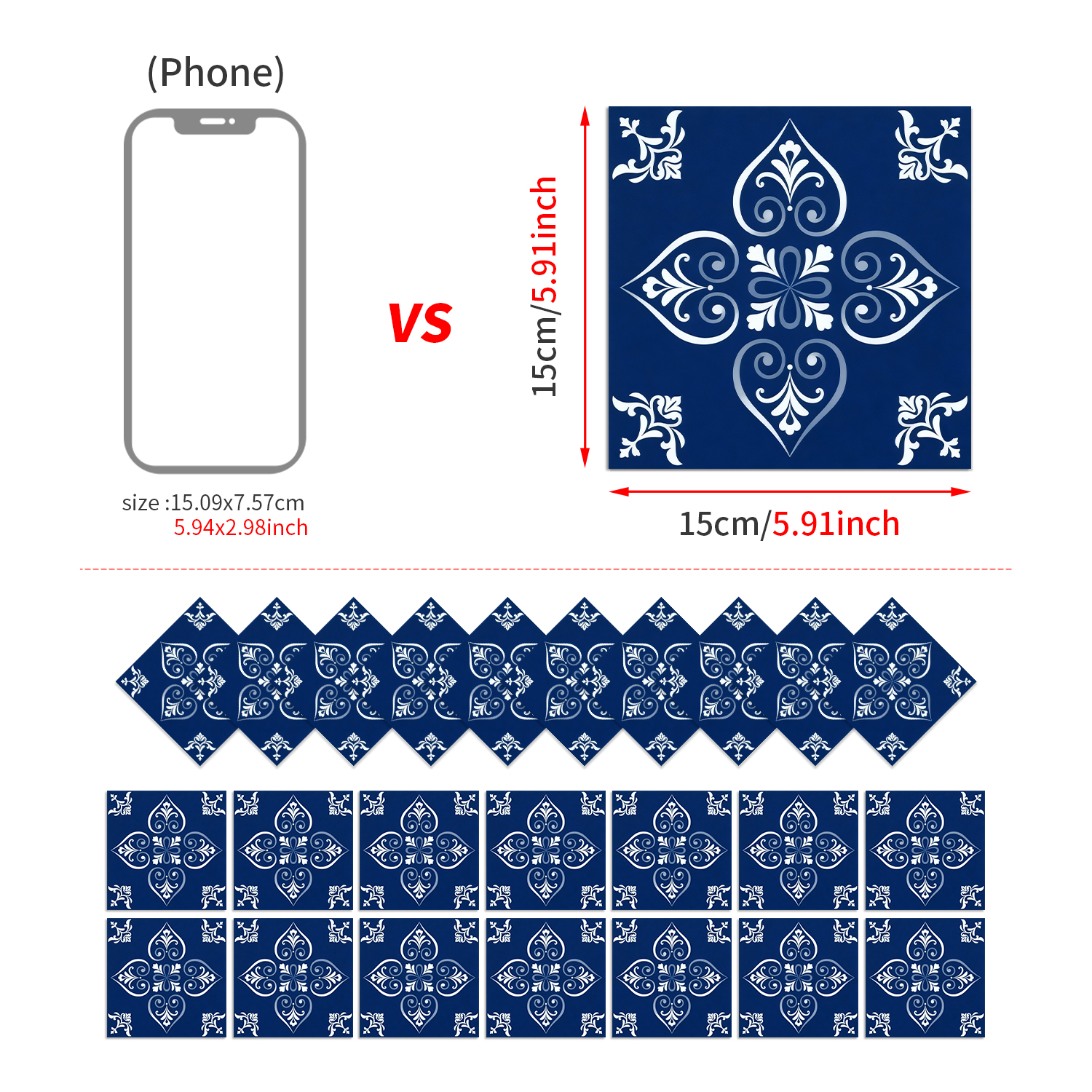 Classic fancy self-adhesive wall stickers various patterns matte texture tile moisture-proof heat insulation stable fit disassembly and assembly seamless no damage to the base surface foreign trade e-commerce hot sale item