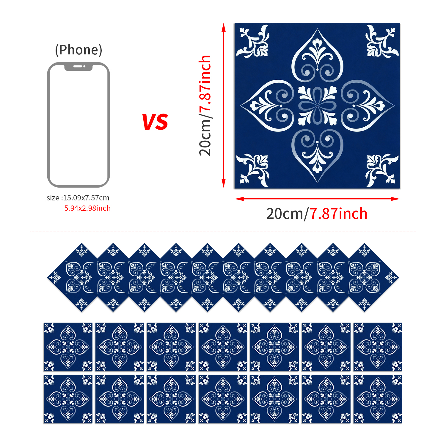 Classic fancy self-adhesive wall stickers various patterns matte texture tile moisture-proof heat insulation stable fit disassembly and assembly seamless no damage to the base surface foreign trade e-commerce hot sale item
