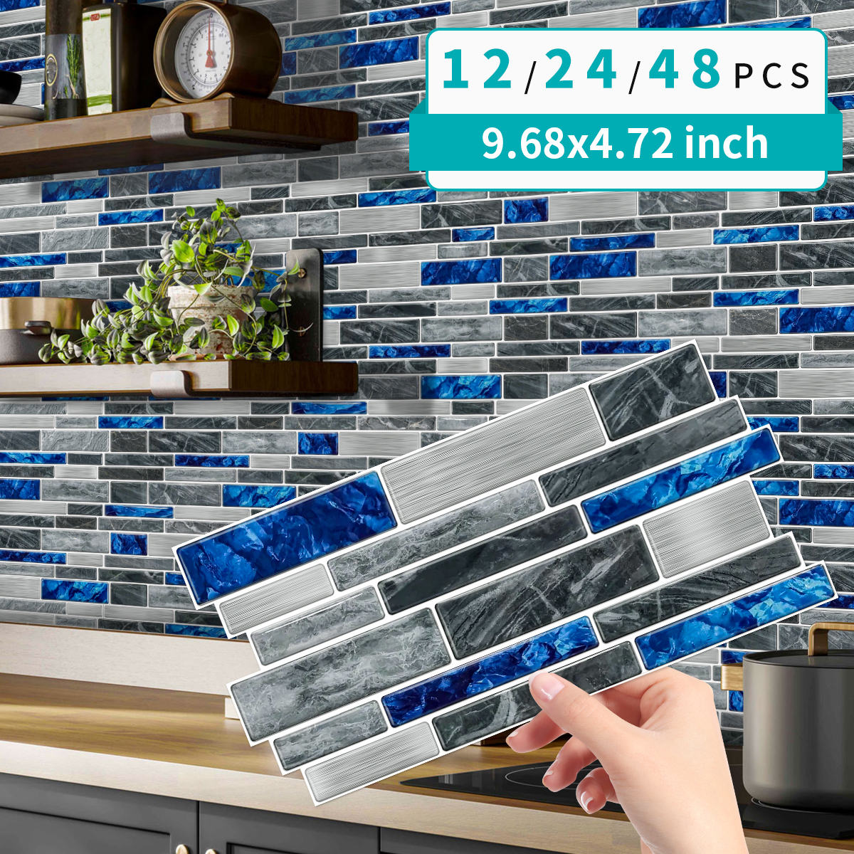 High-gloss crystal‑finish film, faux marble with self‑adhesive backing, featuring a custom‑shaped strip‑splicing design. Waterproof and dirt‑resistant—simply wipe clean for everyday care. A top choice for cross‑border home decor and soft furnishings.
