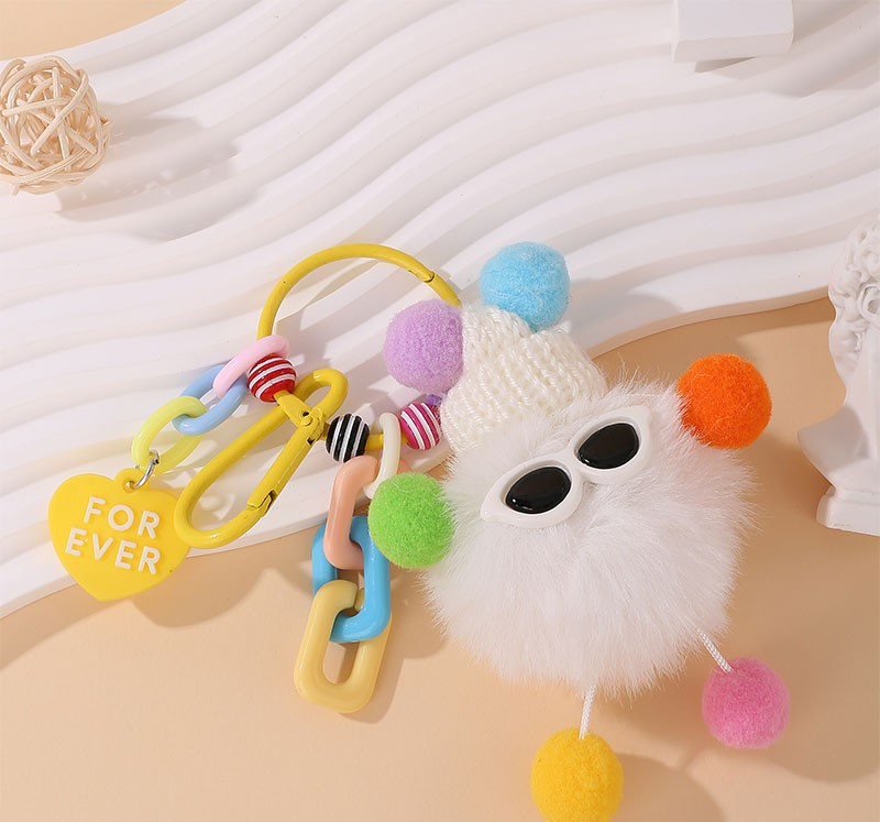 Hot cute elf key chain plush pendant cartoon small coal ball doll bag decoration small pendant
