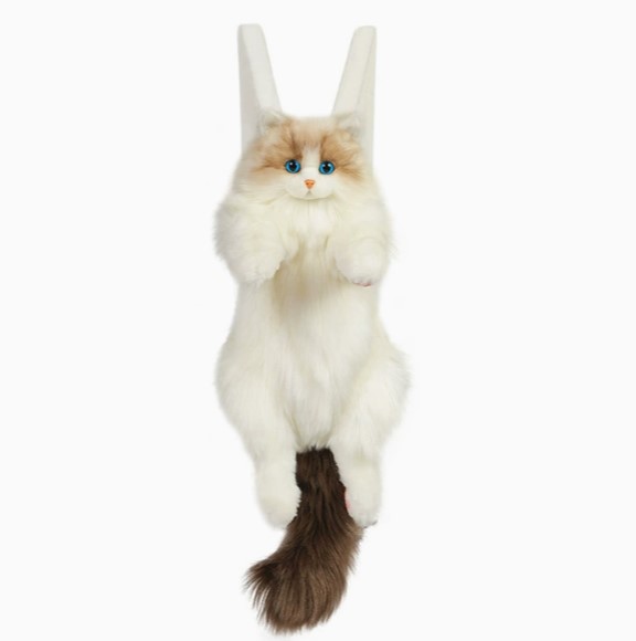 猫形背包、毛绒背包，猫咪包，动物背包，可爱卡通背包，毛绒包 - 手工毛绒动物包，配有可调节肩带、斜挎带和手提带（布娃娃包）女士时尚礼物