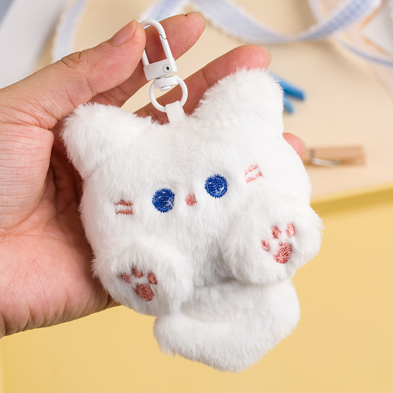 Hot cute cat plush pendant cross-border Cartoon Doll backpack key chain pendant plush tail cat