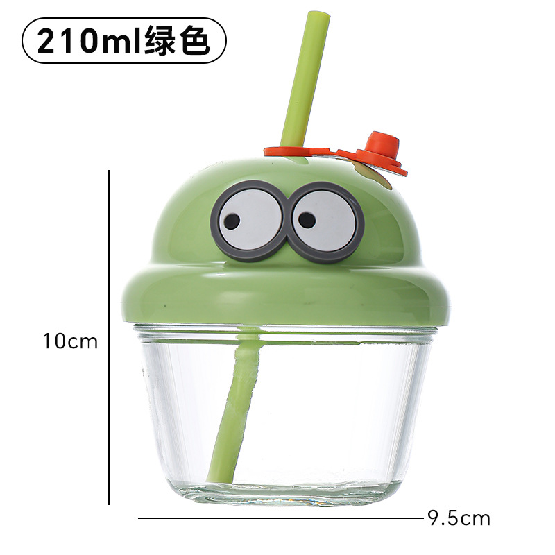 High-value mini pier cup cute straw glass ins wind internet red cartoon cup with lid ton cup