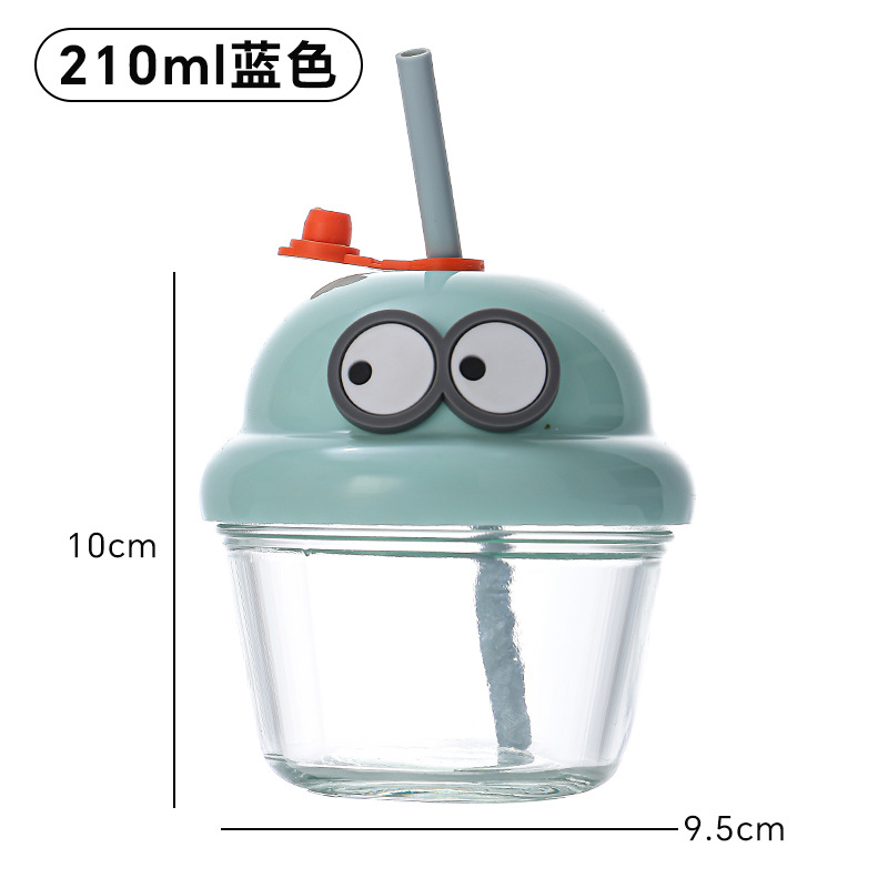 High-value mini pier cup cute straw glass ins wind internet red cartoon cup with lid ton cup